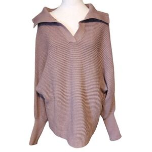 Merokeety Women's Sweater Large Purple V-Neck Long Sleeve Pullover Knit